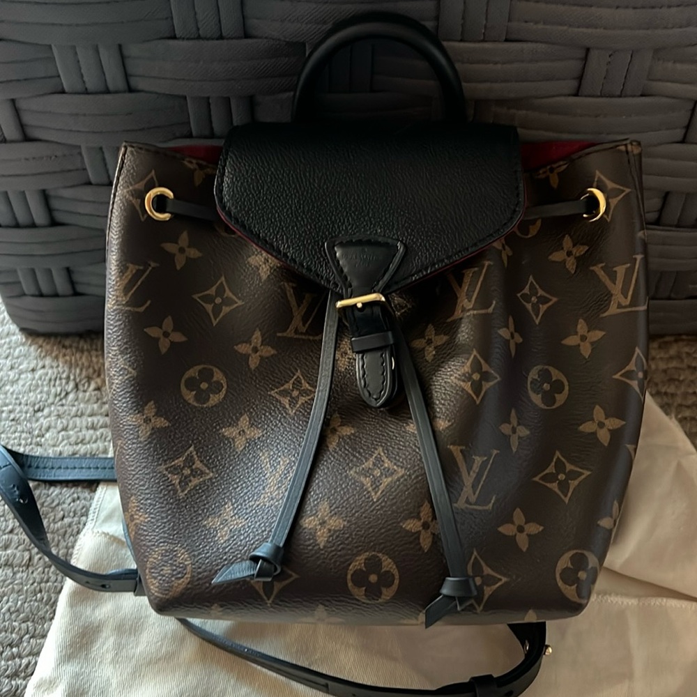 Louis Vuitton Monogram Montsouris BB backpack with fuchsia interior